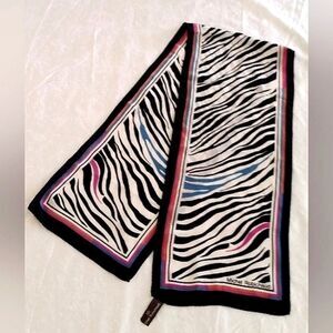 Michel Robichaud Paris Vintage Zebra Animal Print Long Silk Scarf